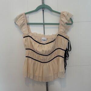 Vintage Cream Ruffled Top